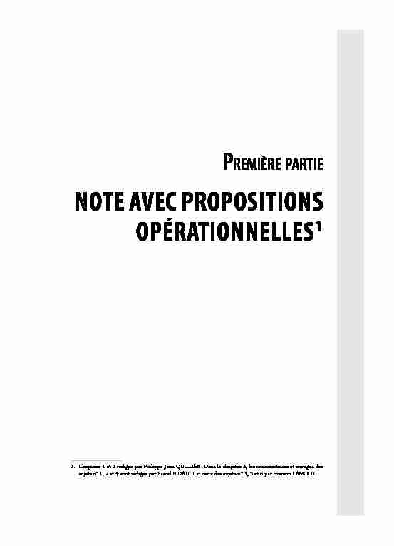 [PDF] NOTE AVEC PROPOSITIONS OPÉRATIONNELLES1