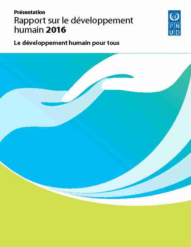 Présentation - Rapport sur le développement humain 2016