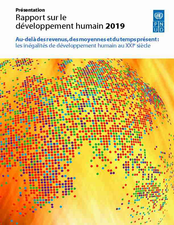 Présentation - Rapport sur le développement humain 2019
