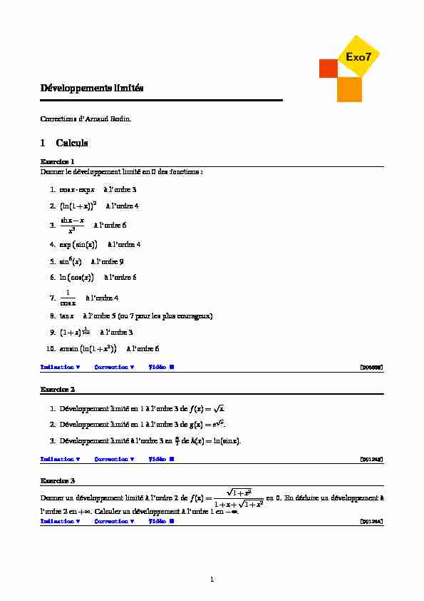 [PDF] Développements limités - Exo7 - Exercices de mathématiques