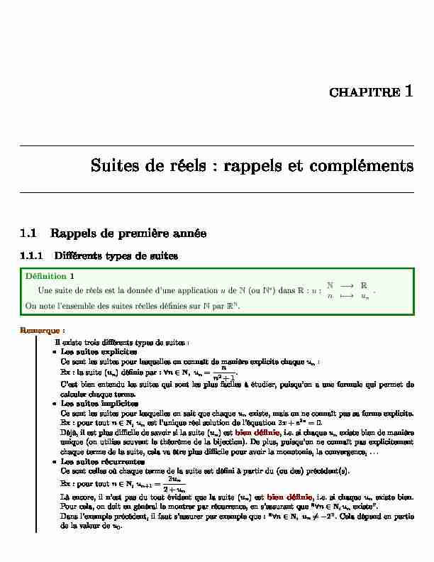 [PDF] Suites de réels : rappels et compléments