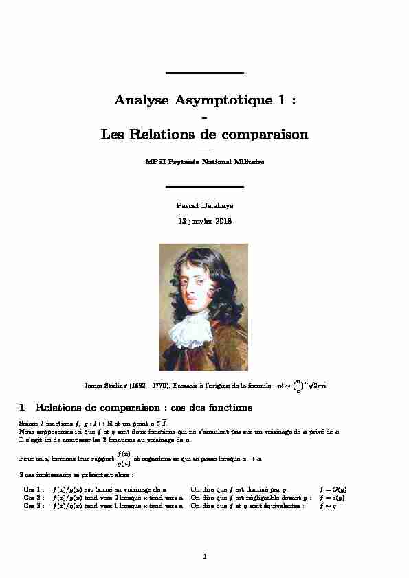 [PDF] Analyse Asymptotique 1 : - Les Relations de comparaison —