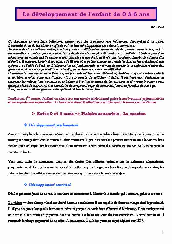 [PDF] Le développement de lenfant de 0 à 6 ans - Magny-les-Hameaux