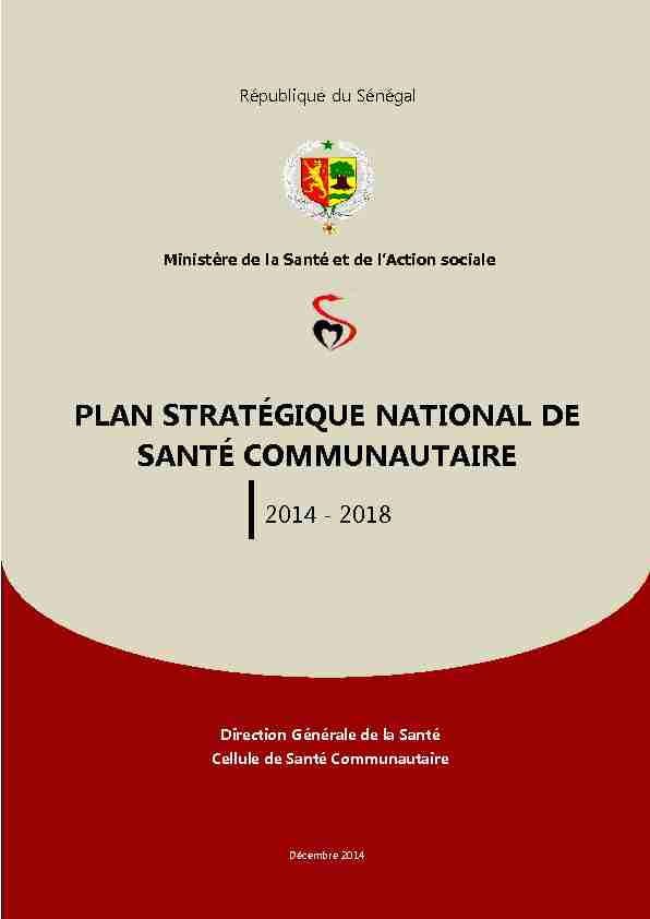 PLAN STRATÉGIQUE NATIONAL DE SANTÉ COMMUNAUTAIRE