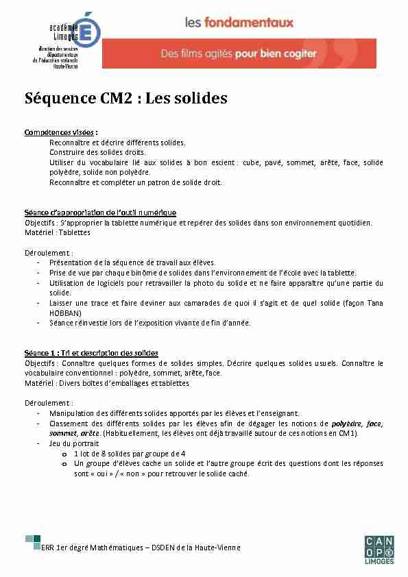 [PDF] Séquence CM2 : Les solides