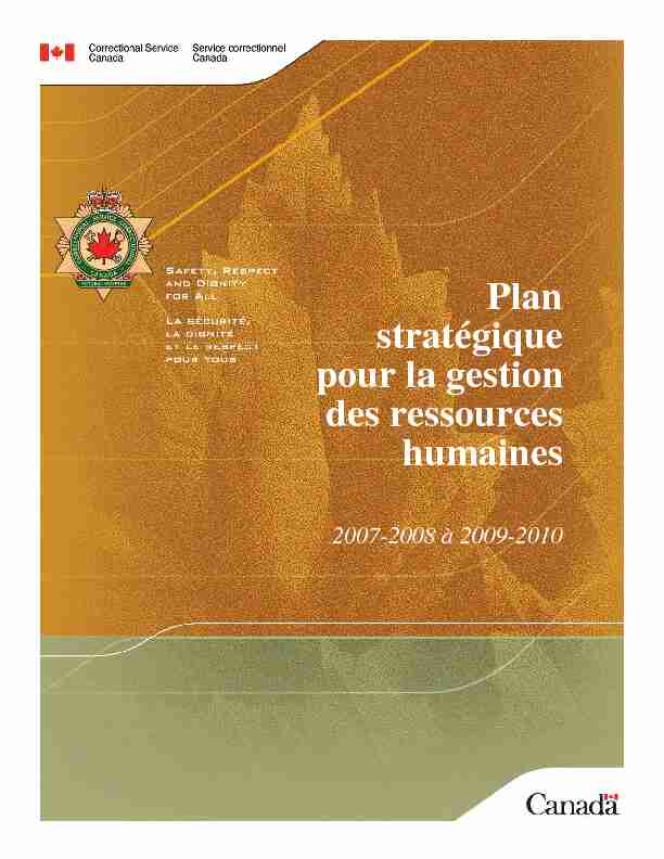 Plan stratégique pour la gestion des ressources humaines