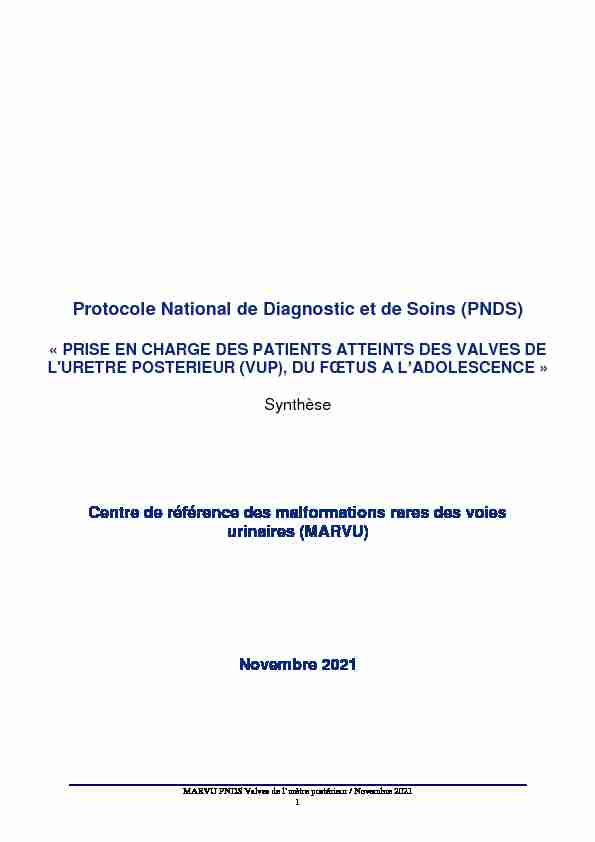 Protocole National de Diagnostic et de Soins (PNDS) - « PRISE EN