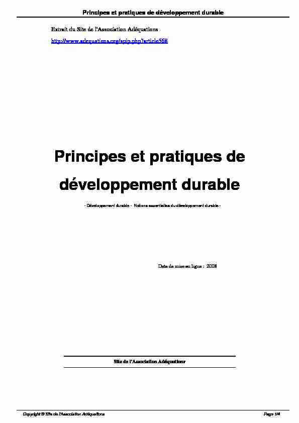 Principes et pratiques de développement durable