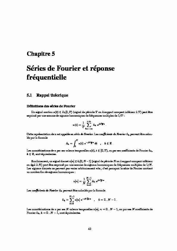 Chapitre 5 - Séries de Fourier et réponse fréquentielle