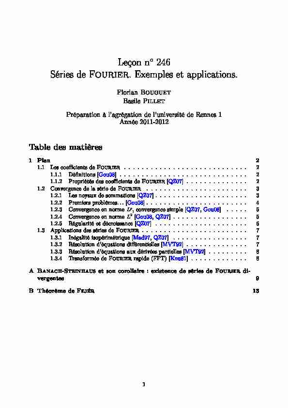 [PDF] Leçon n   246 Séries de Fourier Exemples et applications