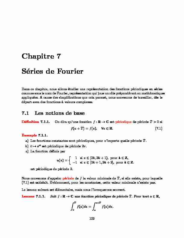 [PDF] Chapitre 7 Séries de Fourier