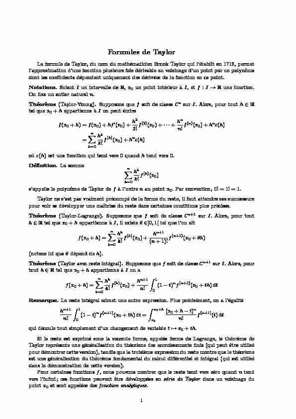 [PDF] Formules de Taylor