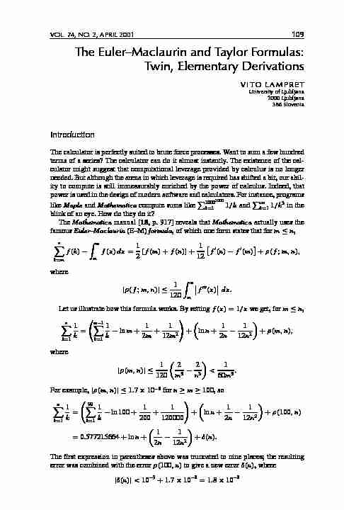 The Euler–Maclaurin and Taylor Formulas: Twin Elementary