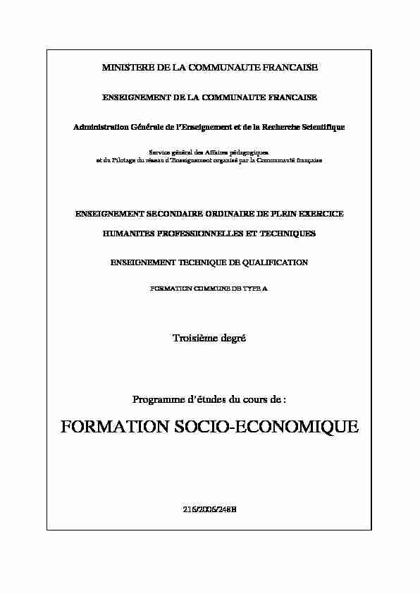 [PDF] FORMATION SOCIO-ECONOMIQUE