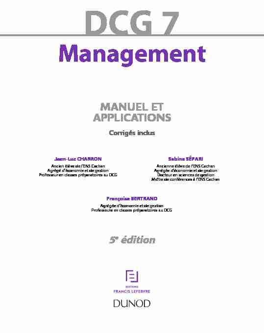 DCG 7 Management - Manuel et applications - Corrigés inclus