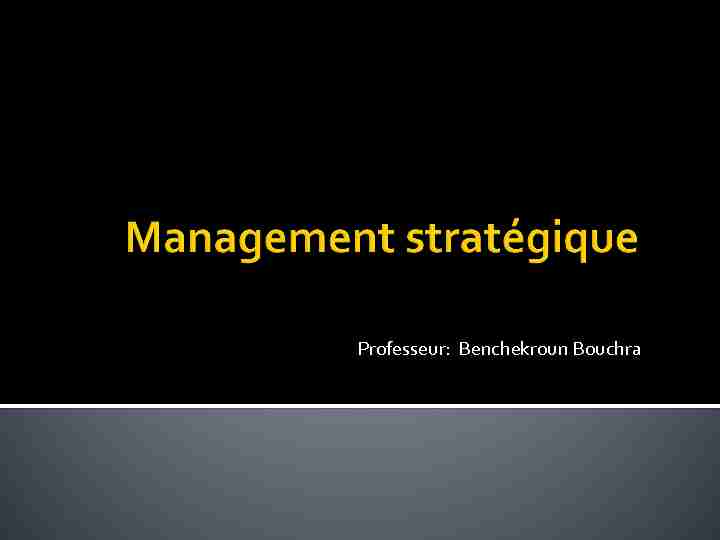 Management stratégique - Auto Learning Center