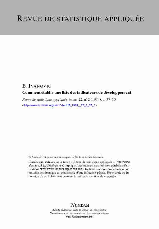 [PDF] Comment établir une liste des indicateurs de développement