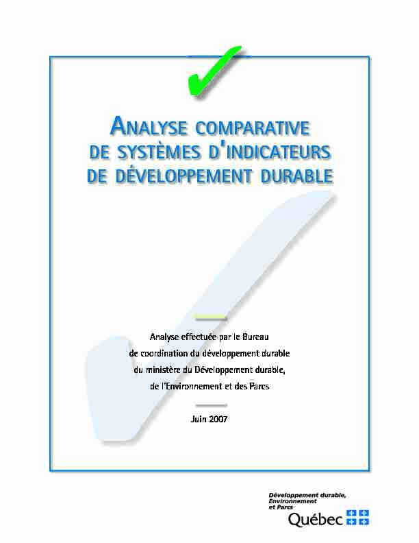 Analyse comparative de systèmes dindicateurs de développement