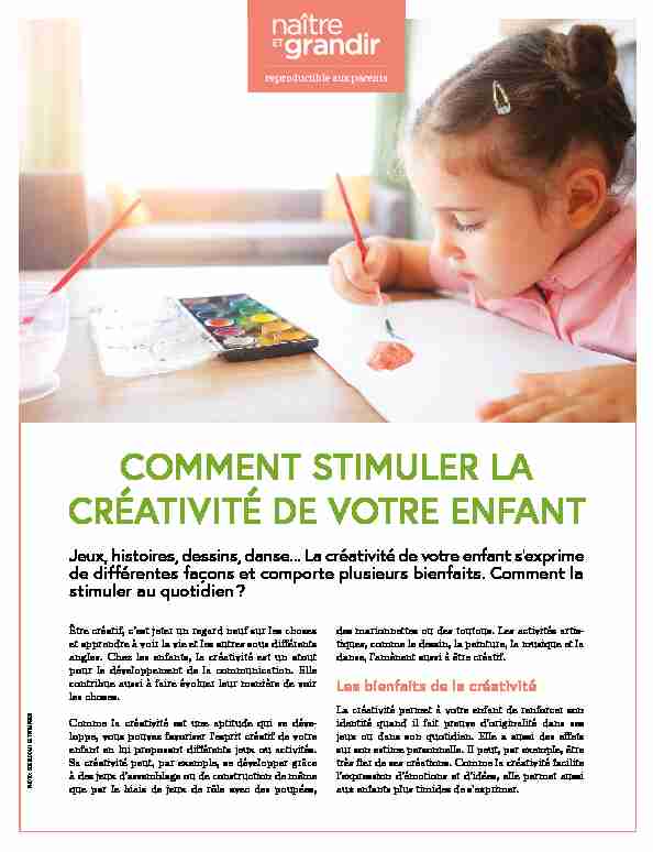 [PDF] Comment stimuler la créativité de votre enfant  AÉPQ