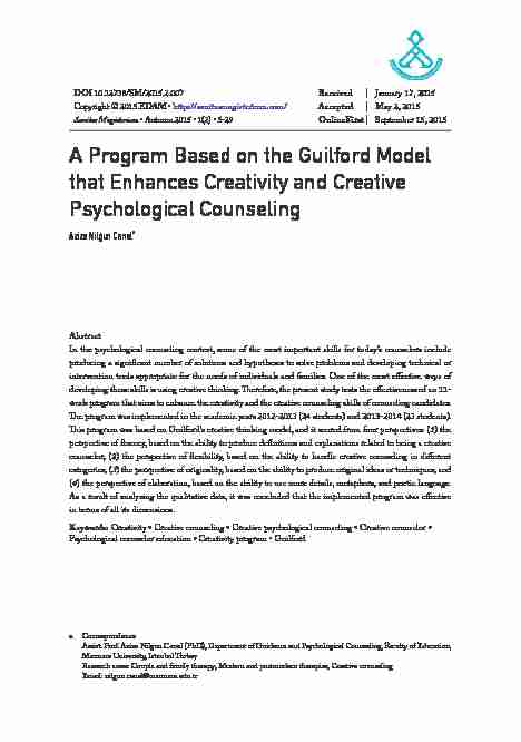 A Program Based on the Guilford Model that Enhances Creativity