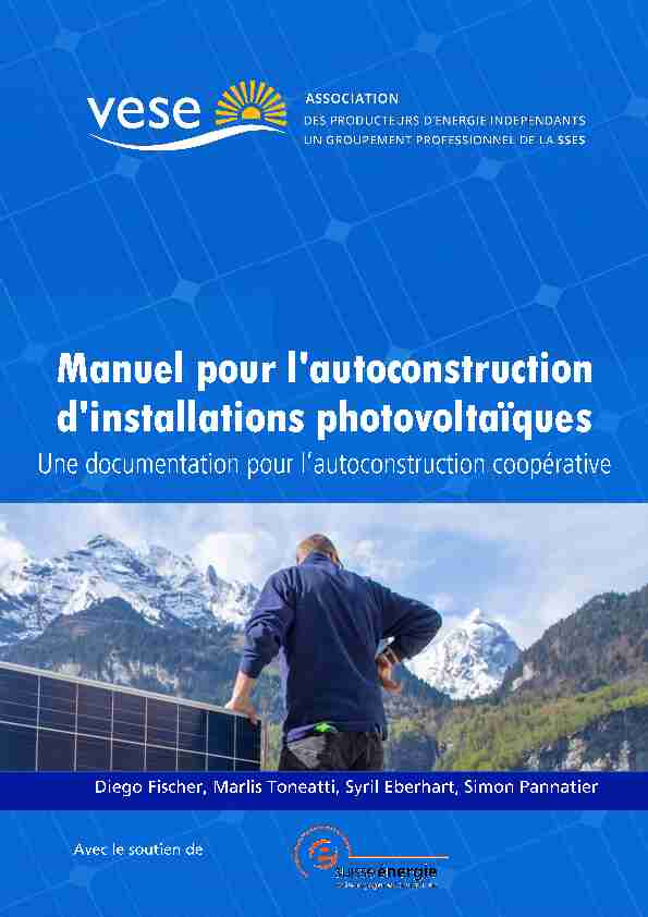 Manuel pour lautoconstruction dinstallations photovoltaïques