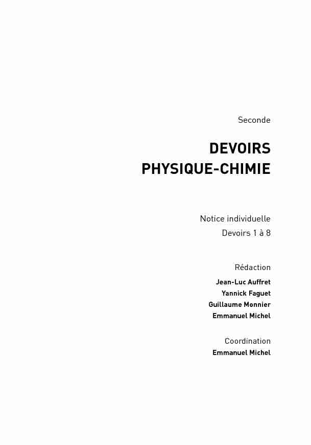 DEVOIRS PHYSIQUE-CHIMIE