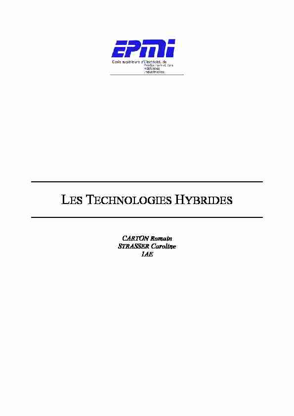 LES TECHNOLOGIES HYBRIDES