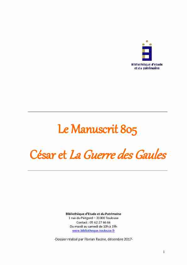 Le Manuscrit 805 : César et La Guerre des Gaules