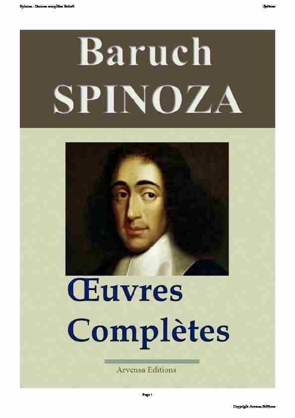 Spinoza : Oeuvres complètes Extrait - Arvensa Editions
