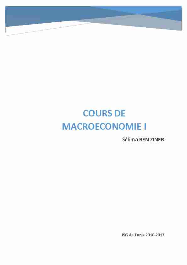 COURS DE MACROECONOMIE I