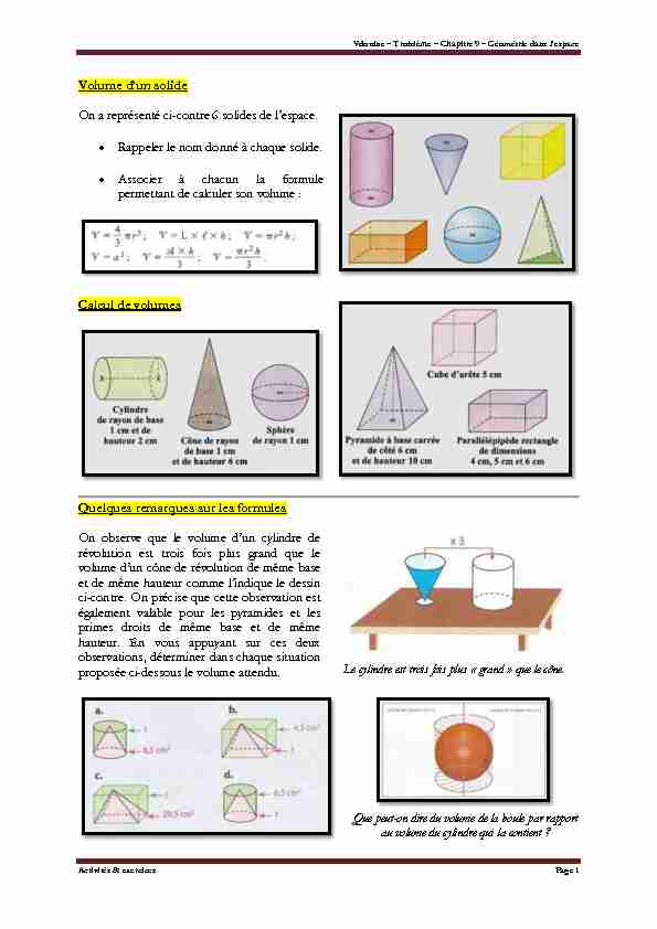 [PDF] Vdouine – Troisième – Chapitre 9 – Géométrie dans lespace