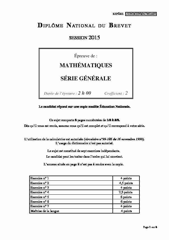 [PDF] MATHÉMATIQUES SÉRIE GÉNÉRALE
