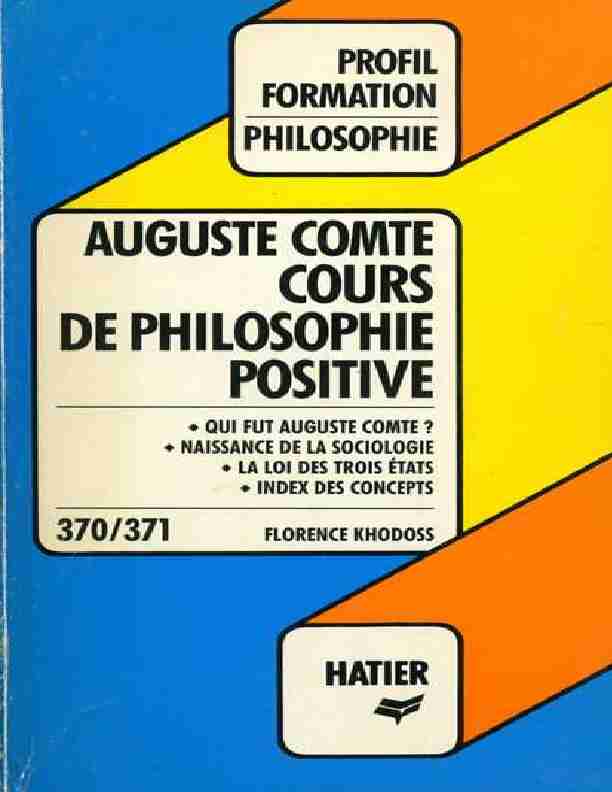 [PDF] Cours de philosophie positive