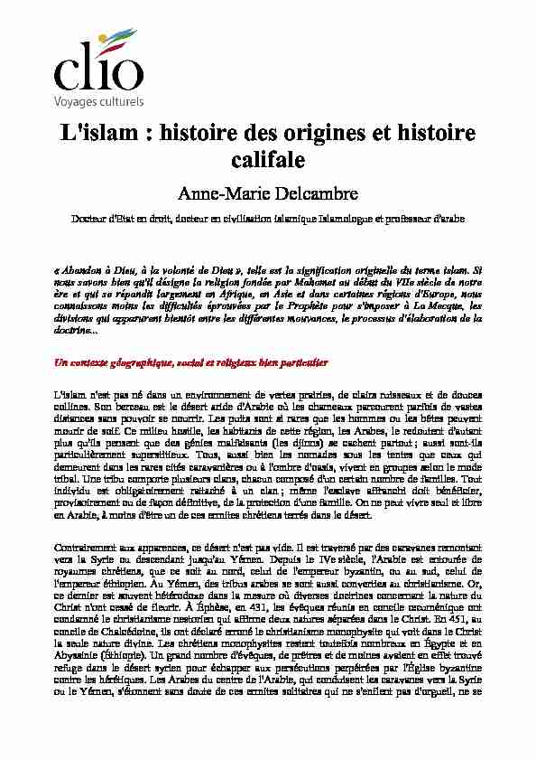 L'islam : histoire des origines et histoire califale - Clio