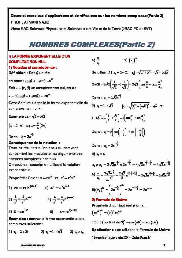 NOMBRES COMPLEXES(Partie 2)