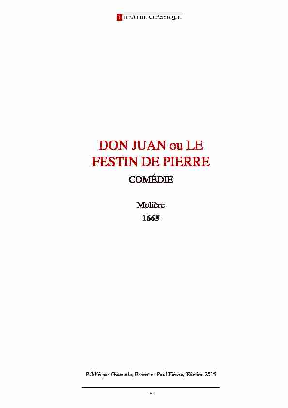 [PDF] DON JUAN ou LE FESTIN DE PIERRE COMÉDIE - Théâtre classique