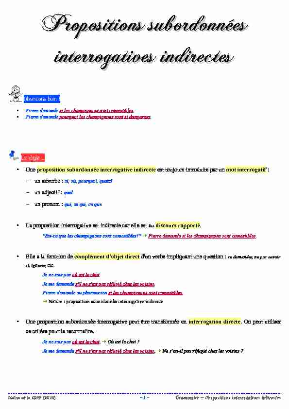 [PDF] Propositions subordonnées interrogatives indirectes