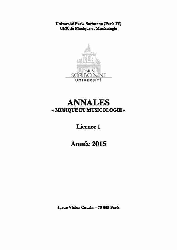 ANNALES 2015 LICENCE 1