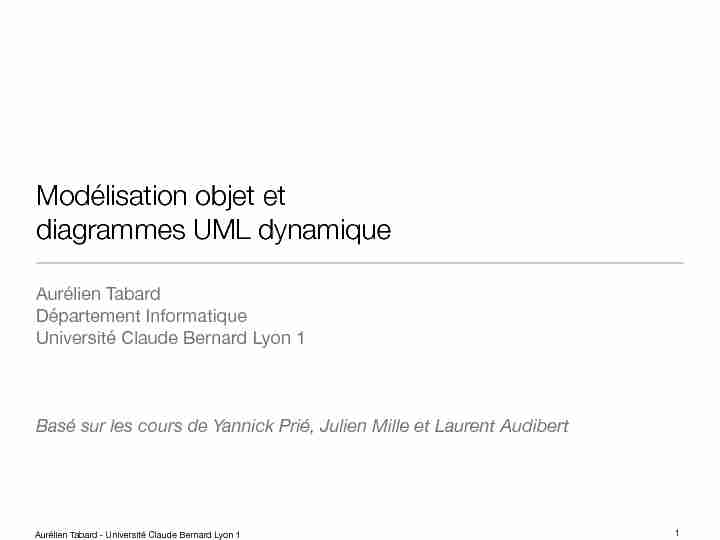 Modélisation objet et diagrammes UML dynamique