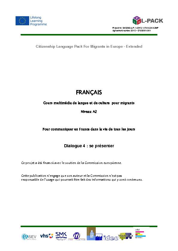 Dialogue 4 : se présenter - FRANÇAIS