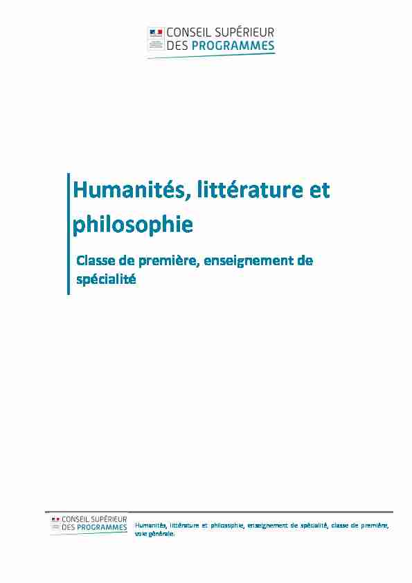 Humanités littérature et philosophie