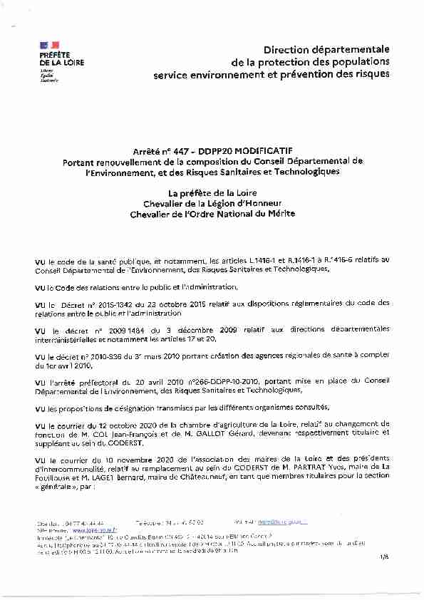 [PDF] AP447 CODERST - Préfecture de la Loire