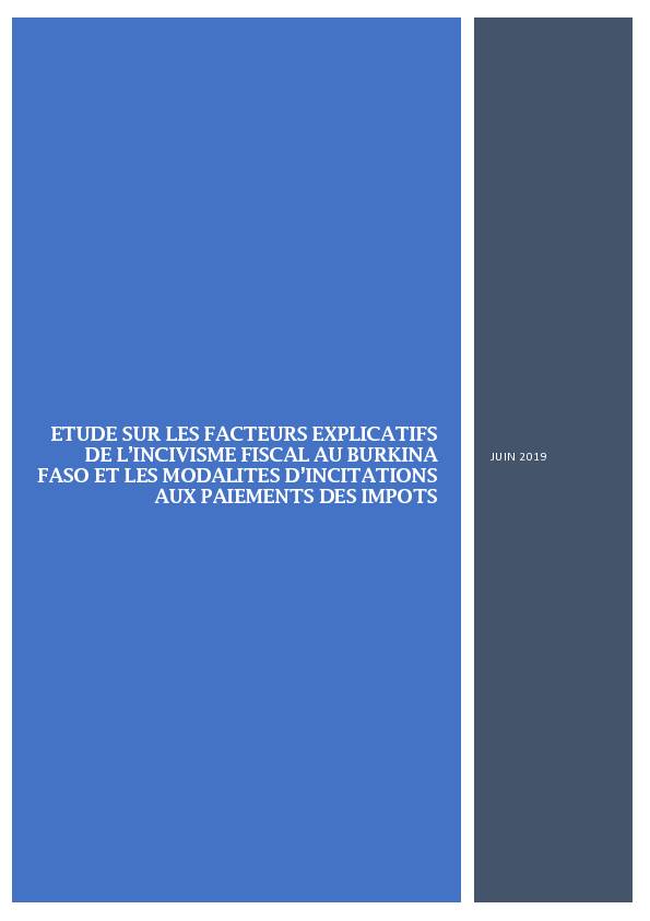 [PDF] etude sur les facteurs explicatifs de lincivisme fiscal au burkina faso
