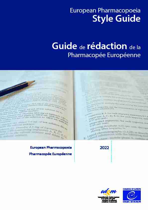 Style Guide of the - European Pharmacopoeia
