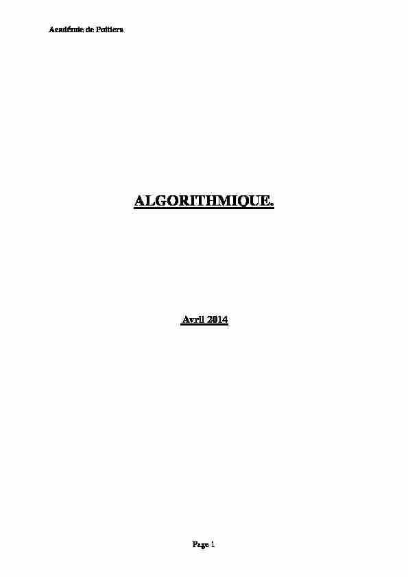 [PDF] ALGORITHMIQUE