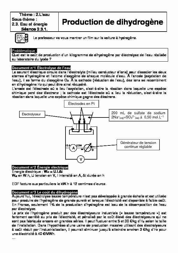 [PDF] Production de dihydrogène - Labo TP