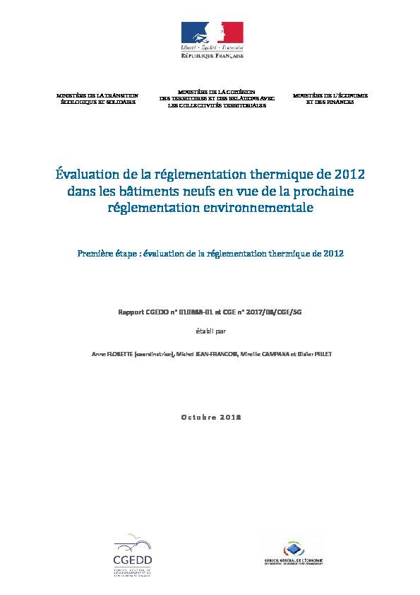 [PDF] Évaluation de la réglementation thermique de 2012 dans les