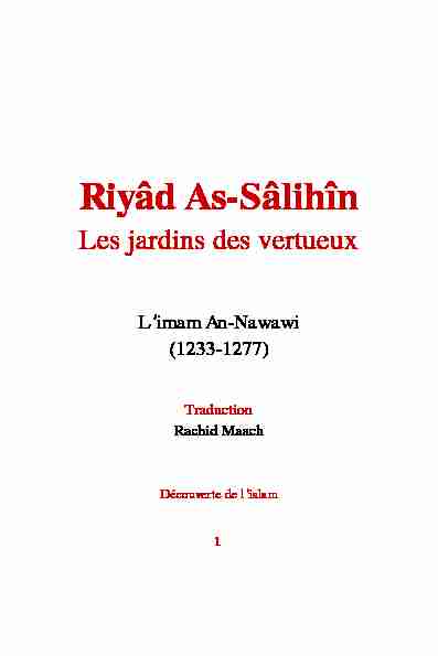 [PDF] Riyâd As-Sâlihîn - Les jardins des vertueux