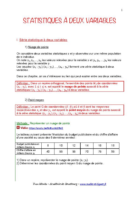[PDF] STATISTIQUES À DEUX VARIABLES - maths et tiques