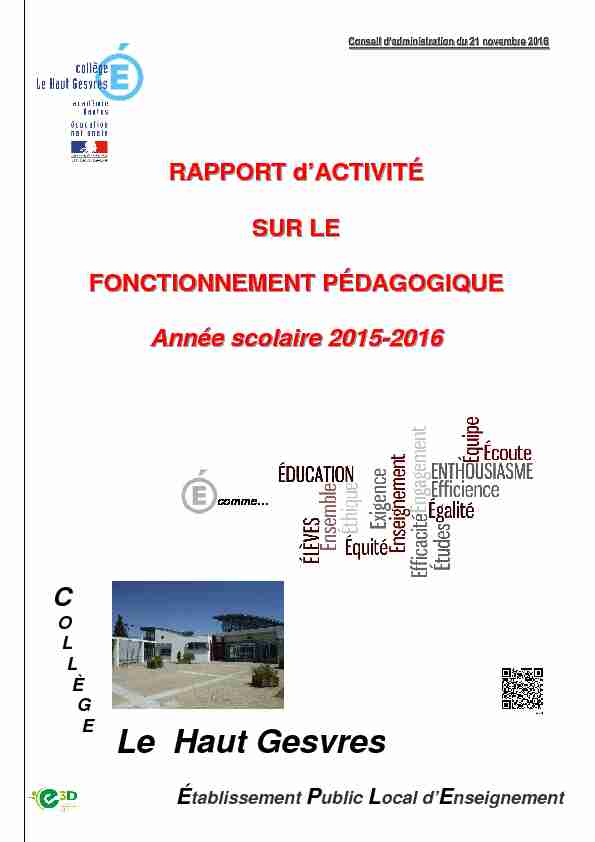 Rapport Dactivité Pédagogique 2015 16